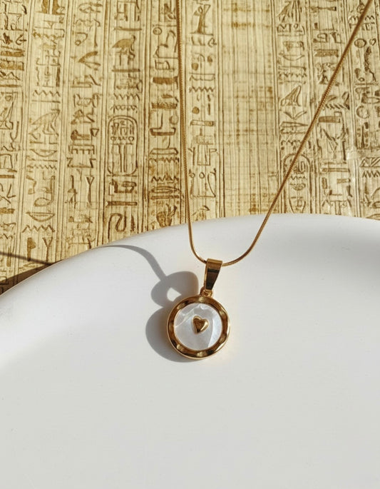 Elegant Mother of Pearl Heart Pendant Necklace