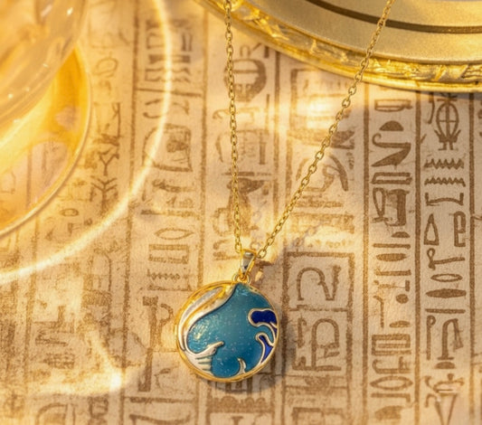 Ocean Wave Enameled Locket – Blue Sea Pendant Necklace