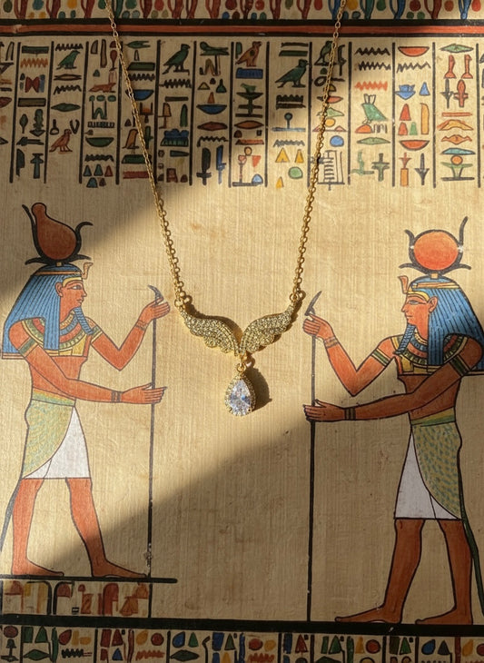 Guardian Angel Wings - Teardrop Zirconia  Necklace