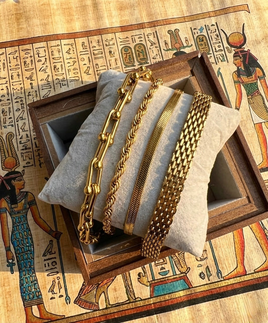 The 4-Piece Gold Stainless Steel Bracelet Stack