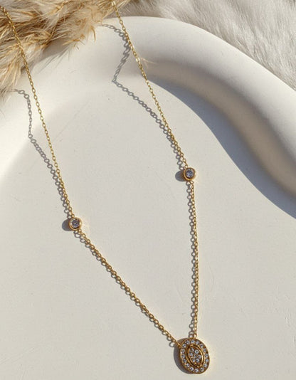 Elegant Oval Pavé Crystal Necklace